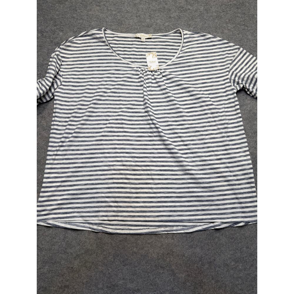 Suzanne Betro Weekend 3X Stripe Balloon Tie Sleeve Scoopneck Tunic NWT